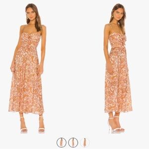 Zimmermann Orange Paisley Midi Dress with Tie Front